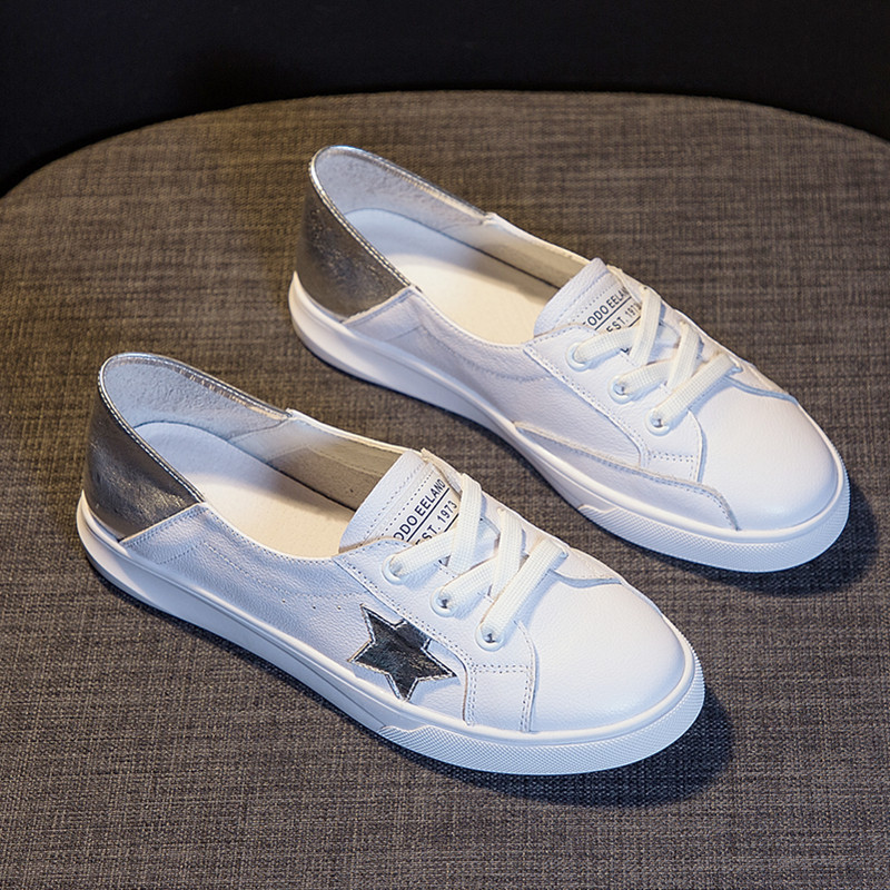genuine leather Shallow mouth White shoes Two wear 2019 Spring and summer new pattern Flat bottom leisure time Versatile Delicate Net Red fairy Single shoesin the Women's Shoes, Low shoes category - from Buy2taobao.com to provide professional Taobao agent buy service