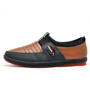  特价英伦休闲鞋板鞋潮流皮鞋子男韩版拼色电绣格纹低帮鞋男鞋