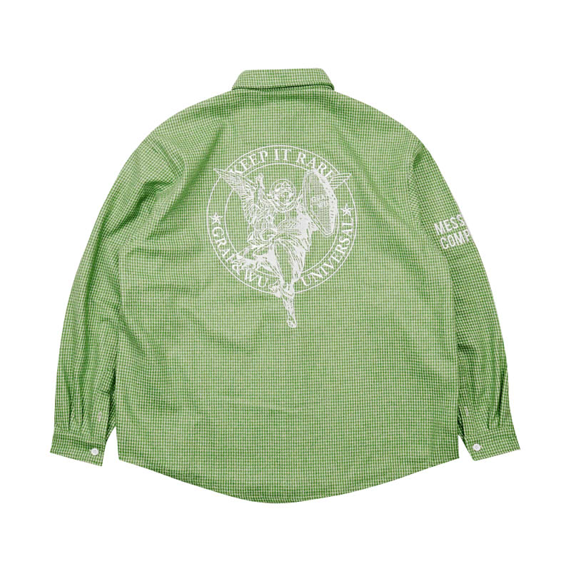 GRAF Original brand Archangel Embroidery Fur Easy Jade Green Mini Square lattice shirtin the Men's clothing, Shirt category - from Buy2taobao.com to provide professional Taobao agent buy service