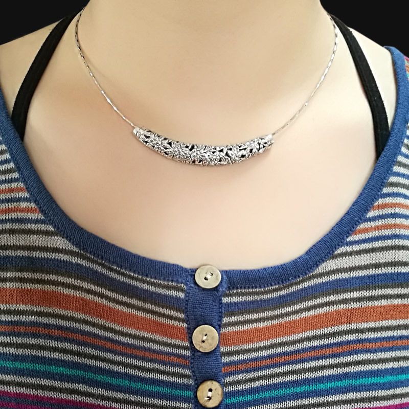 clavicle A collar for a horse Female models Adult personality Retro Ethnic style Silver ornament 925 Sterling Silver elbow Pendant girl studentin the Accessories/Fashion Jewelry, Necklace category - from Buy2taobao.com to provide professional Taobao agent buy service