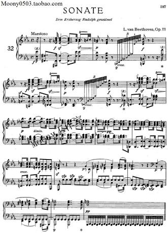 贝多芬 第三十二32c小调奏鸣曲(op.111)钢琴谱