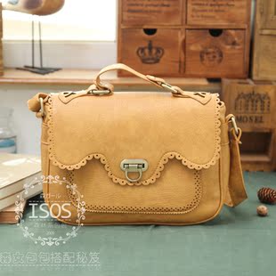  最新vivi杂志同款森林系复古小清新学院风单肩斜跨女包