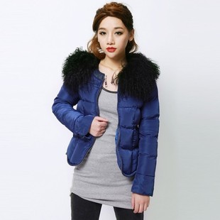  【天天特价】12冬装新短外套女韩版修身棉服滩羊毛领羽绒棉棉衣厚