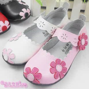  春新小林川子童鞋儿童公主鞋牛皮韩版女童真皮单皮鞋花朵217