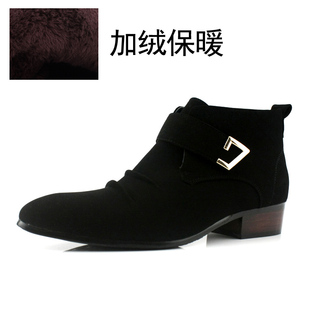  时尚男靴潮男皮靴男韩版潮靴英伦短靴尖头皮靴新款男靴潮