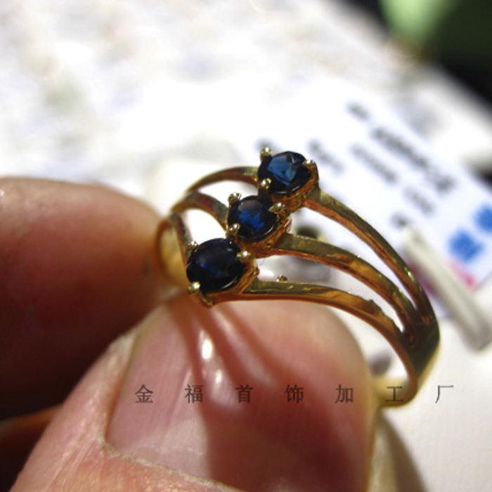 New Fashion 18k gold Set natural Sapphire Ring Three line design lady Ring Confidante giftin the Jewelry/Diamond/Jade/Gold , Colored stones/Precious stones , Bracelets category - from Buy2taobao.com to provide professional Taobao agent buy service