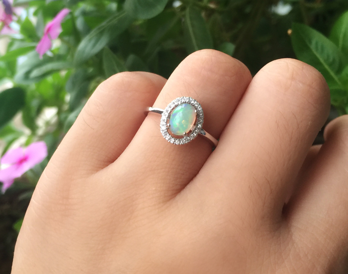 925 Silver-plated 18k Set natural Opal Ring lady Ring fashion Twinkle Refinement Ringin the Jewelry/Diamond/Jade/Gold , Colored stones/Precious stones , Bracelets category - from Buy2taobao.com to provide professional Taobao agent buy service