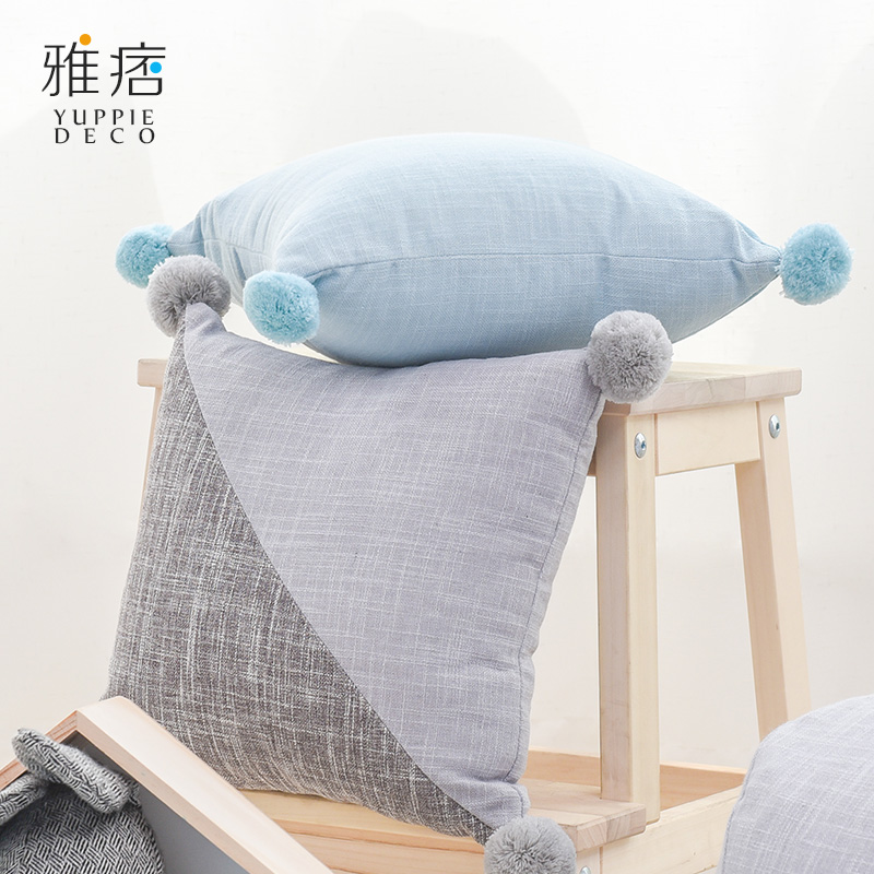 YuppieLife Color matching Pillows Fabric art Pillow Containing core Washable lovely Waist Cotton and hemp Pillowsin the Home Fabric , Pillow/Pillow category - from Buy2taobao.com to provide professional Taobao agent buy service