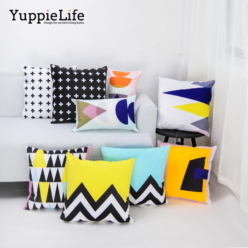 YuppieLife modern Pillows Pillow 45*45 Washable Nordic fashion Multicolor Geometry Cushionin the Home Fabric , Pillow/Pillow category - from Buy2taobao.com to provide professional Taobao agent buy service
