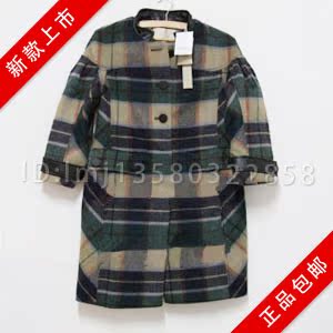  Ochirly欧时力欧美格子羊皮拼接毛呢外套1125343720专柜正品爆款
