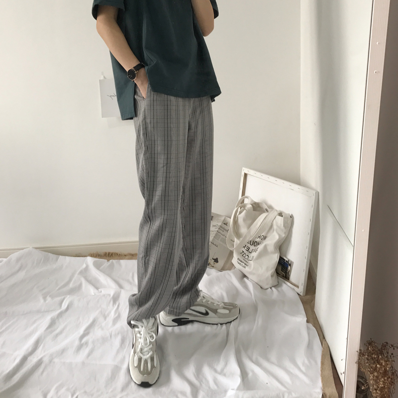 J/W 韓國東大門ulzzang原宿風百搭寬松格紋休閑百搭長褲子男女在類目 男裝, 休閒褲中 - 來自Buy2taobao.com提供專業的淘寶代購服務