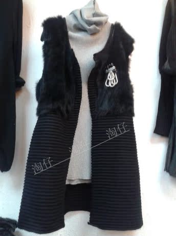 可可丽秋冬<em>女装 大版</em>6812韩版獭兔毛拼接棉线