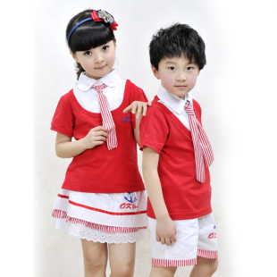  夏装新款童装学院风儿童套装女童套装裙校服园服演出服