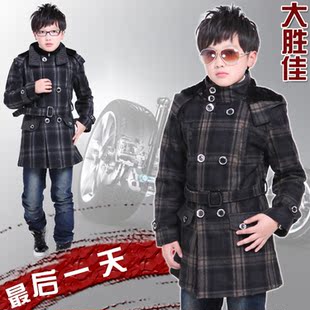  韩版新款大童儿童大衣毛呢子外套 男童呢子大衣立领夹棉 衣服童装