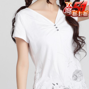  阿卡旗舰店 裂帛非正品夏装新款女装印花抽绳短袖T恤民族上衣