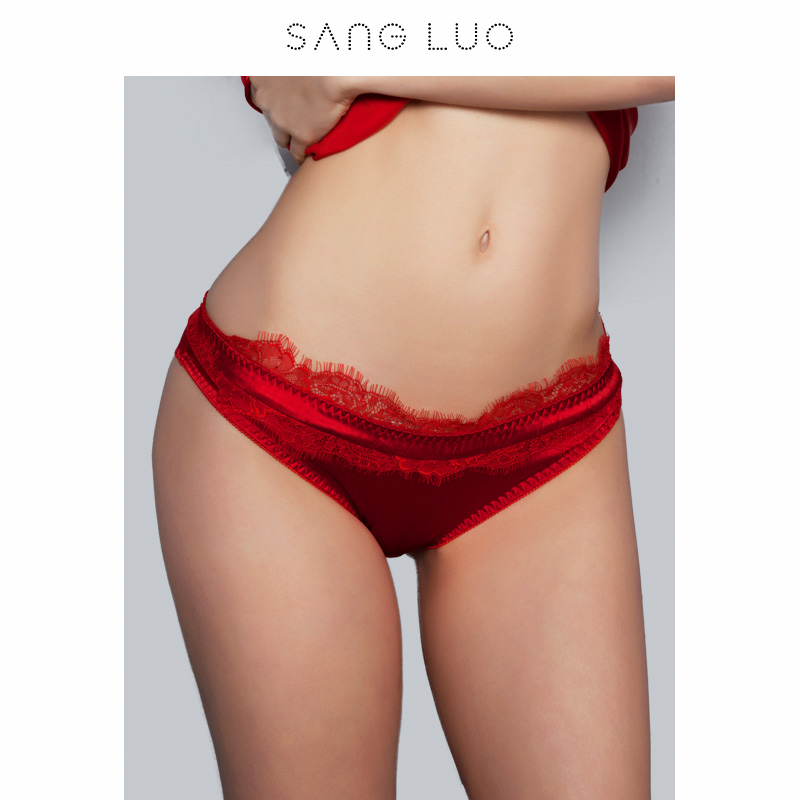 Sangluo mulberry silk Stretch satin Triangle pants silk Leggings sexy Lace Low-waisted Silk Pantiesin the Lingerie/Men's underwear/Tracksuit , Briefs category - from Buy2taobao.com to provide professional Taobao agent buy service