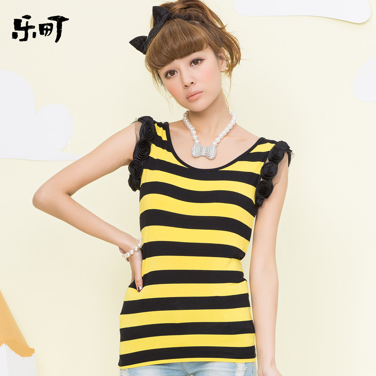 代购花瓣袖原单粗横...