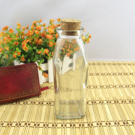 蓝色珊瑚沙漂流瓶许愿瓶玻璃高透无气泡 方形