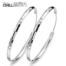 Grain the Square silver earrings 925 sterling silver ear rings white fungus ring size 925 ear rings Korean exaggerated genuine