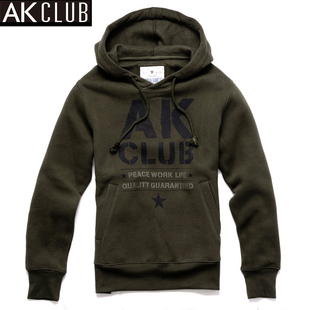  【AK男装】春装爆款 AKCLUB棉质字母印花 套头休闲连帽卫衣FE