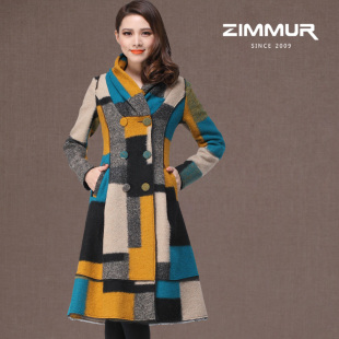 zimmur秋冬新款毛呢大衣 围巾领女装毛呢外套 Z12QDC309YB