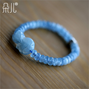  朵儿~天然水晶 海蓝宝狐狸手链 深蓝色 颜色超好 防小三 招爱情