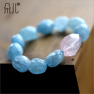  朵儿出品 天然海蓝宝石手链 海的女儿 别致格调 精品