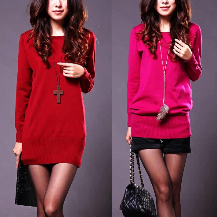 特价包邮 春秋新品韩版<em>宽松</em>女装套头<em>长款毛衣</em>