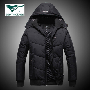  正品七匹狼棉衣 男士加厚棉服 男款韩版带帽棉袄 男冬季加厚外套