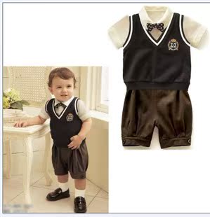  童装男童夏装男宝宝学院风短袖纯棉手感软儿童1 2 3 4 5套装
