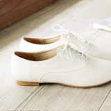 Fan Fan <span class=H> retention Korea cowhide fashion </span> Casual leather shoes British <span class=H> shoes </span> Couples flat white shoes
