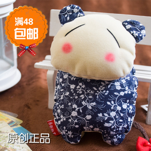  三色补丁韩国可爱卡通动物布艺团团熊女士男抽拉式汽车钥匙包批发