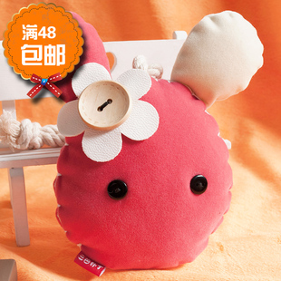  三色补丁韩国可爱卡通动物布艺花花女士男汽车抽拉式钥匙包新款