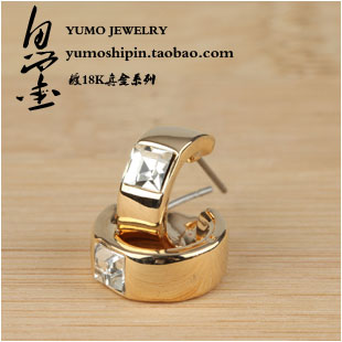 镀18K金系列 奥地利水晶 裸钻圆C形耳钉饰品 生日礼物男女通用 镀18K金系列 奥地利水晶 裸钻圆C形耳钉饰品 生日礼物男女通用