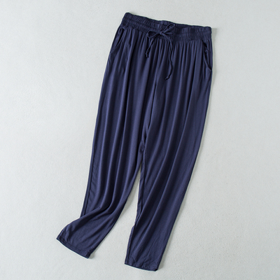 出欧美 舒适莫代尔系带松紧腰小脚休闲裤 宽松百搭哈伦裤 女春夏