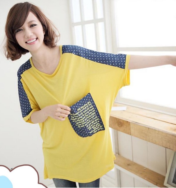 长款T恤大口袋蝙蝠衫...