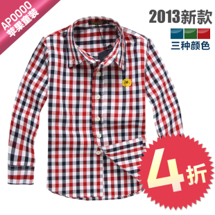  【天天特价】春装新款 男童衬衫纯棉 儿童格子衬衣长袖韩版0065