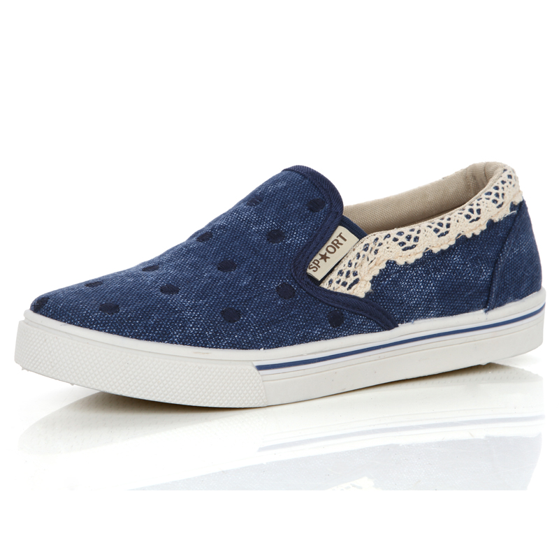 帆布鞋韩版女鞋蕾丝...