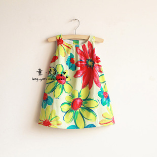  [童.颜]特  外贸大牌童装 超美大花 纯棉女童背心裙儿童连衣裙子