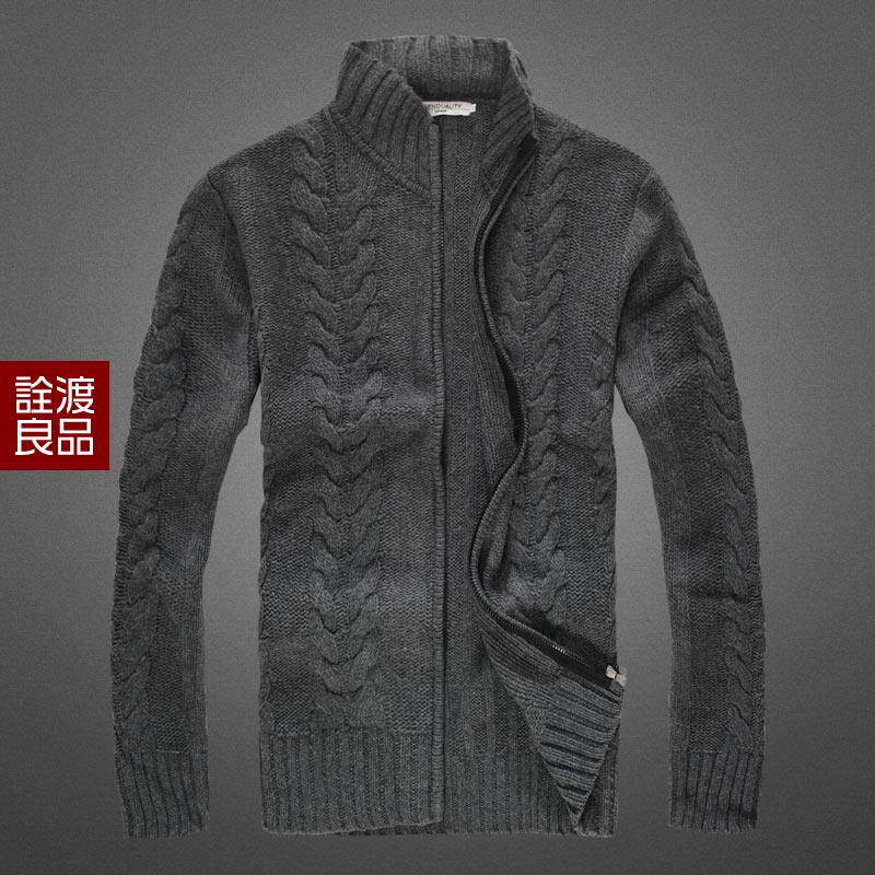 【诠渡良品】 春装个性保暖男士扭花<em>开衫</em>拉链