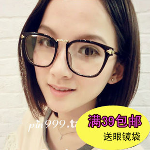 Retro flat light lenses glasses large-framed glasses frame myopia frames female boomers male eyes black box box metal Y213