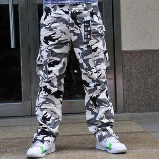  春夏季新款男士纯棉户外运动裤休闲工装裤街舞裤迷彩裤男长裤子潮