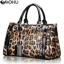 Magic fox genuine special full leather lady bags handbags diagonal Europe Business Handle Leopard Tote Bag