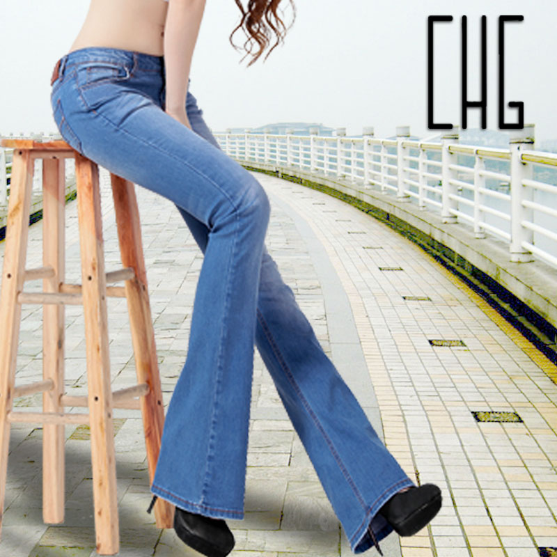 包邮 微喇叭牛仔裤女 修身显瘦夏季薄款小喇叭