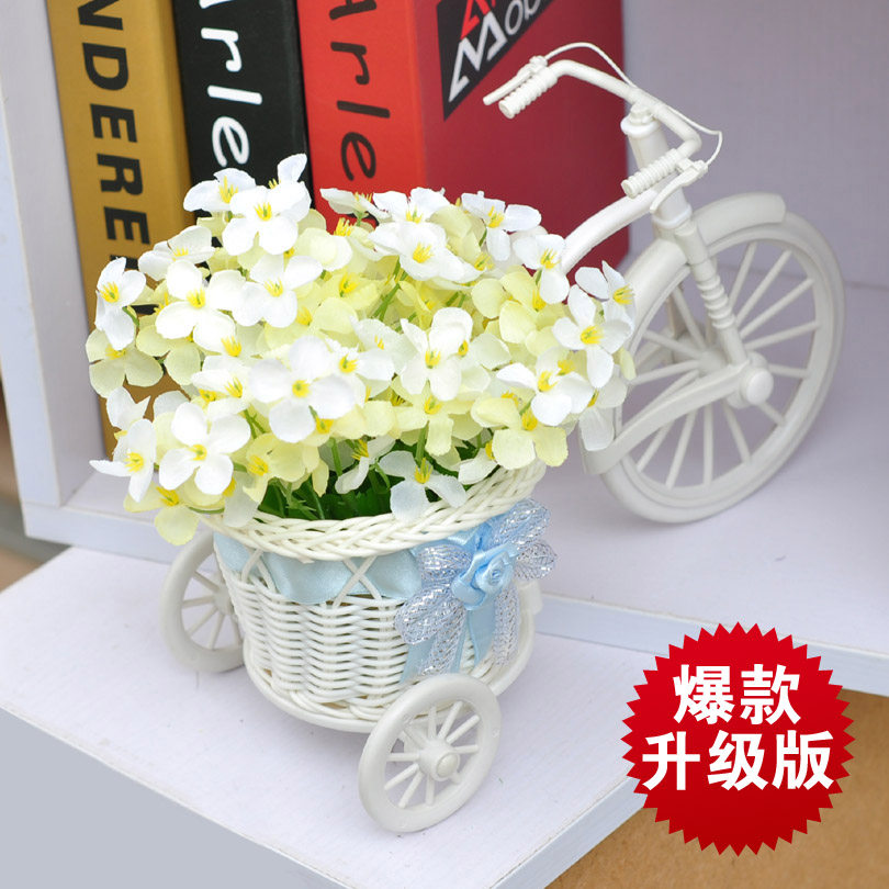 【幸福花车】现代高档藤编花车花瓶加风铃花仿真花套装 家居饰品