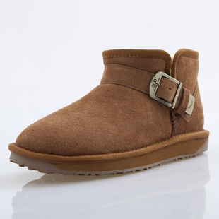  新款纯牛皮雪地靴 韩版靴牛筋底低筒靴 男 女 靴 情侣短靴