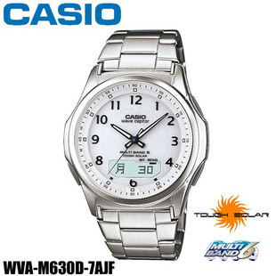  日本正品CASIO卡西欧 电波日历光能男士钢带手表WVA-M630D-7AJF