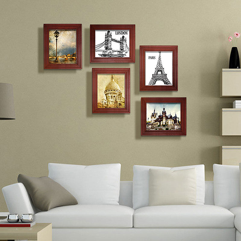 添色彩绘 实木<em>照片墙</em> 简约客厅<em>玄关</em>过道相片墙