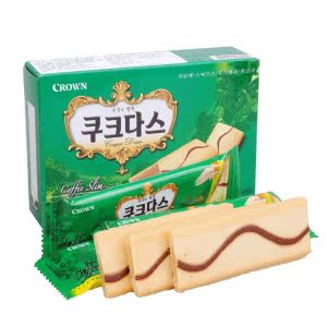  韩国进口 Crown可拉奥 咖啡蛋卷 夹心饼干 144g克(195) 大盒超值