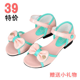  女童凉鞋夏季新款韩版鱼嘴公主鞋绣花蝴蝶结童鞋儿童凉鞋女款